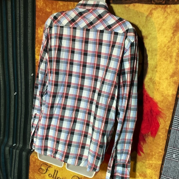 POP ICON-plaid flannel long sleeve stitch-embroidered design button-up shirt - Picture 7 of 10